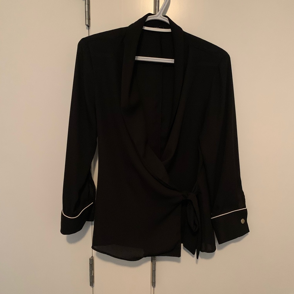 Black Zara Wrap Blouse